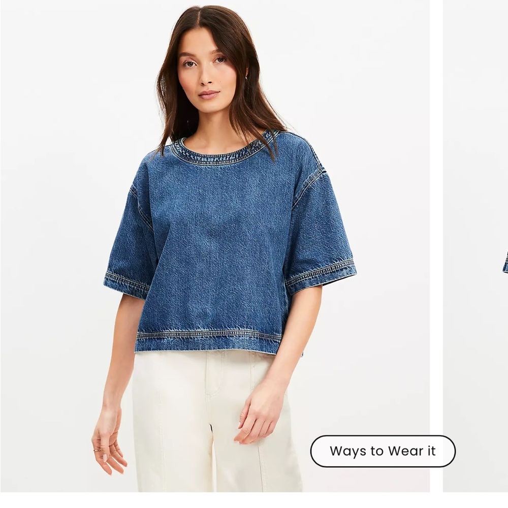 LOFT Indigo Short Sleeve Denim Tee (cropped)